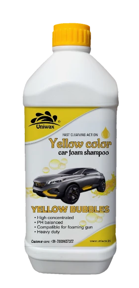 Uniwax blue color foam wash waUniwax Color Foam Wash with Wax Car Shampoo | High Foaming Car Wash Soap | Removes Dirt & Grime | Adds Shine & Water Beading | Safe for All Vehicle Paints | pH Balancedith wax colour foam car wash shampoo - 1kg, Yellow